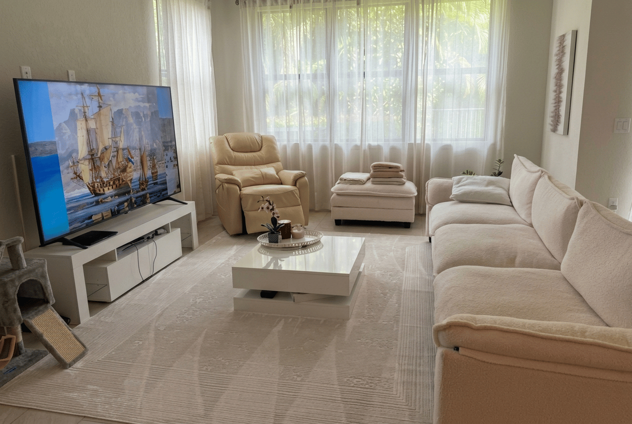 Spotless living room after AMF Cleaning service
